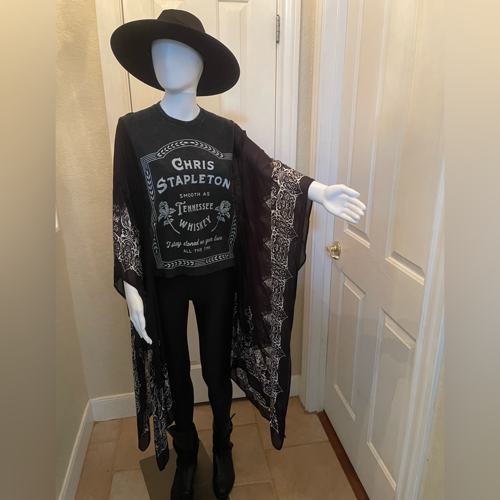 One of a kind custom Chris Stapleton Poncho Top - Picture 3 of 5